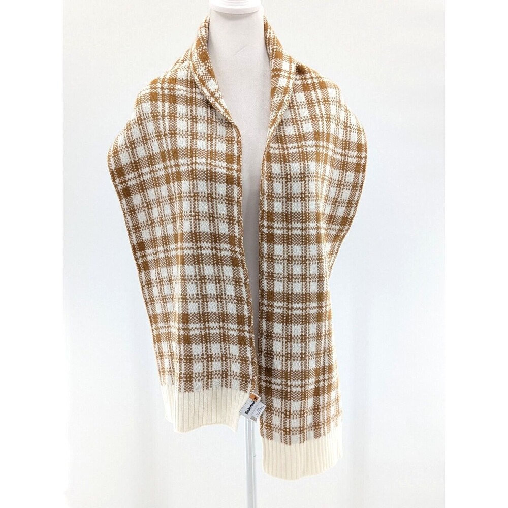 Timberland Plaid Cream Tan Winter Soft Cozy Basic Grandpa Warm Basic Scarf